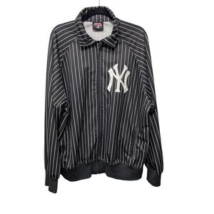 Stitches New York Yankees Black White Pinstripe Full Zip Baseball Jacket 2XL MLB
